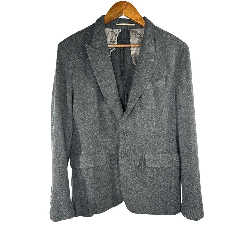 THOMAS PINK Virgin Wool Suit Jacket Coat Blazer Grey Size 42 R Unstructured